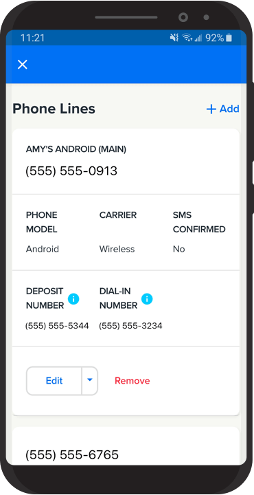 Image of adding phone number.