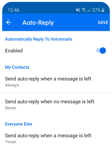 Image of Auto Reply settings on phone