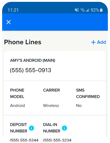 Image of adding an extra phone number on mobile.