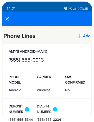 Image of adding an extra phone number mobile.