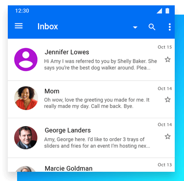 Image of list of visual voicemail inbox