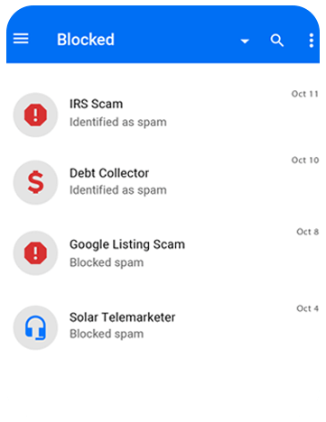 Image of blocked scam on phone
