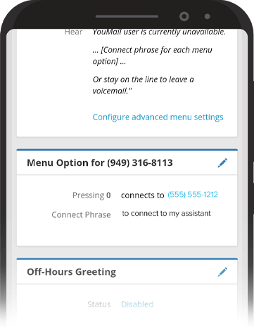 Image of call transfer menu options on mobile.