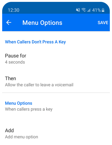 Image of call transfer menu options.