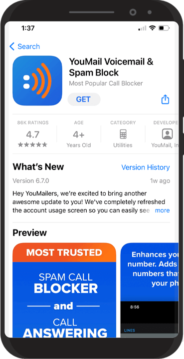 Image of YouMail's download app.