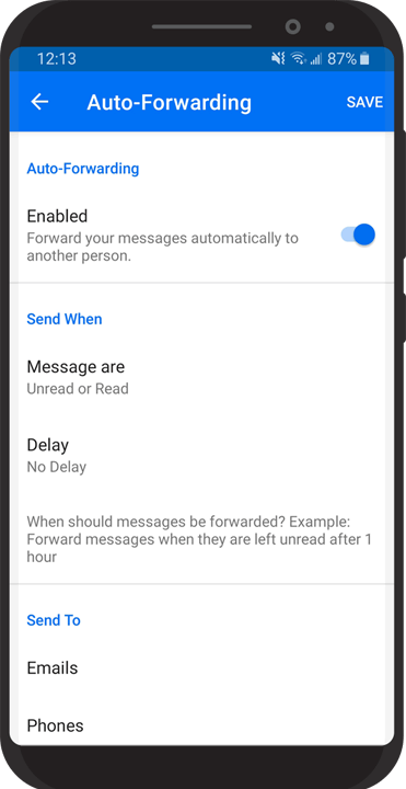 Image of forward messages on mobile.