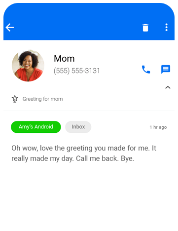 Image of a greeting foir mom on mobile.