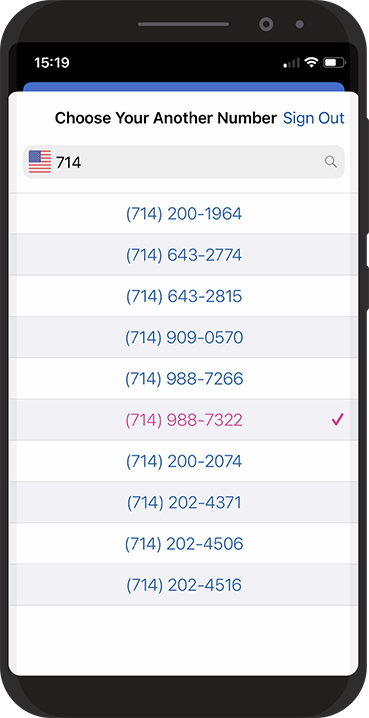 Choose your number screen
